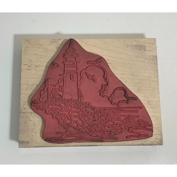 Lighthouse 80158 Ocean Seaside Seagulls D Morgan Stamps Happen Rubber Stamp - Picture 2 of 10